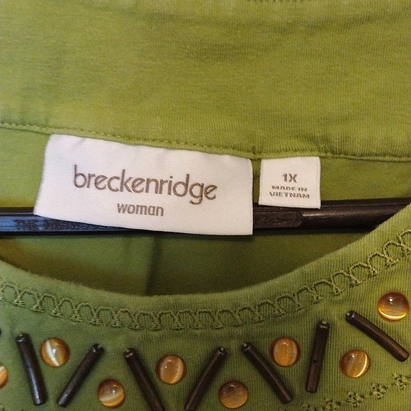 Breckenridge Green Embellished T-Shirt - size 1X - Picture 3 of 5